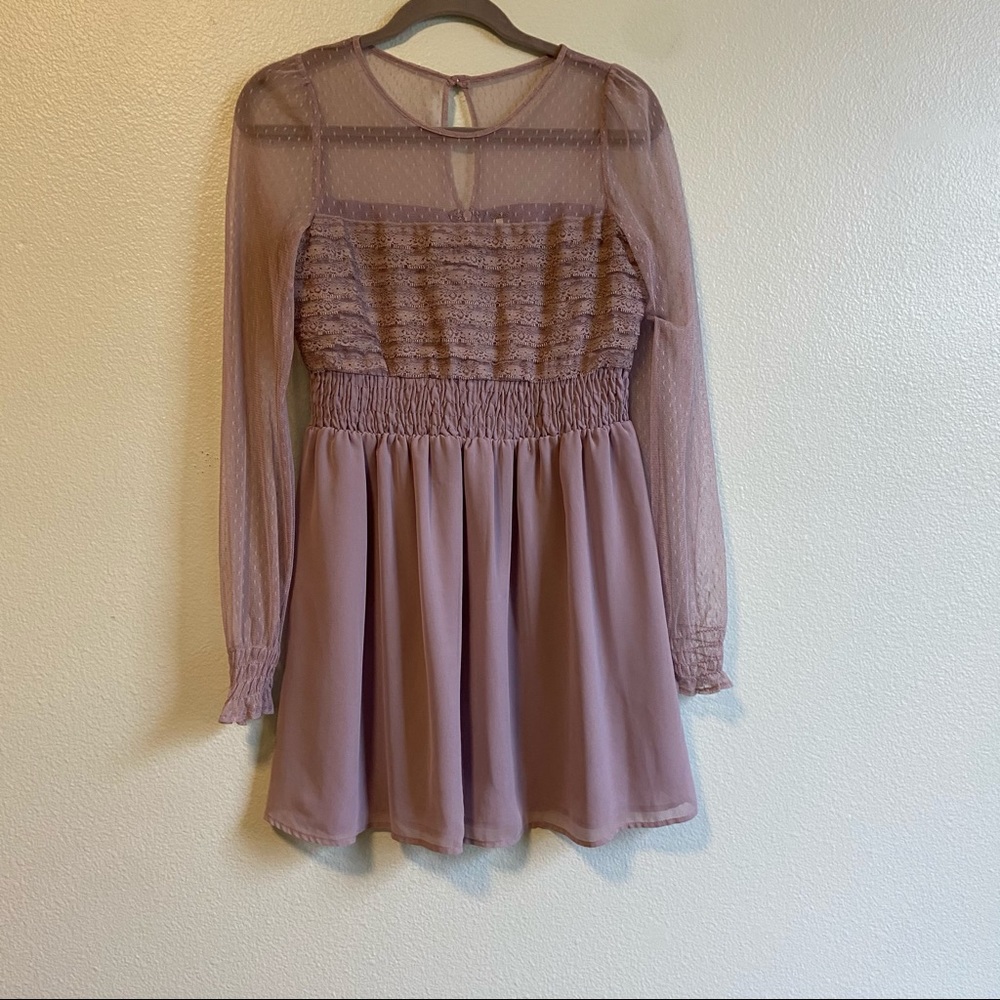 FREE PEOPLE Long sleeve Dusty Lavender Lace Dress